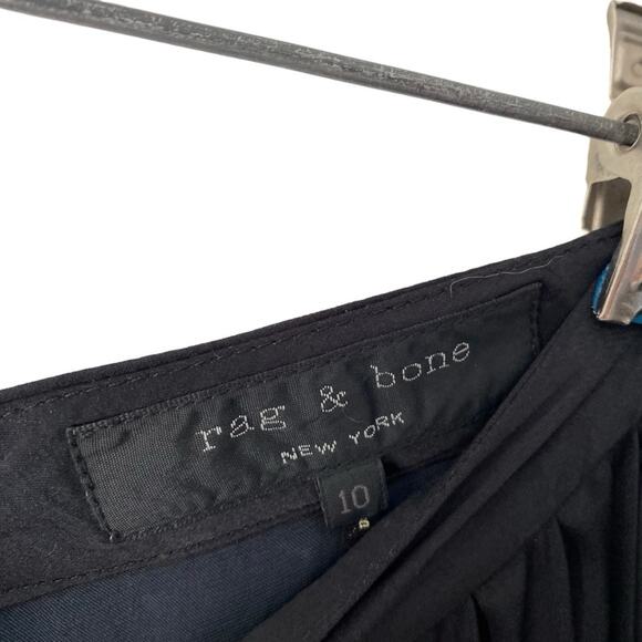 Rag & Bone Racine Black Wide Leg Charmeuse Pleated Pants size 10 High Rise - Picture 4 of 8